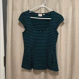 Navy and green peplum top
